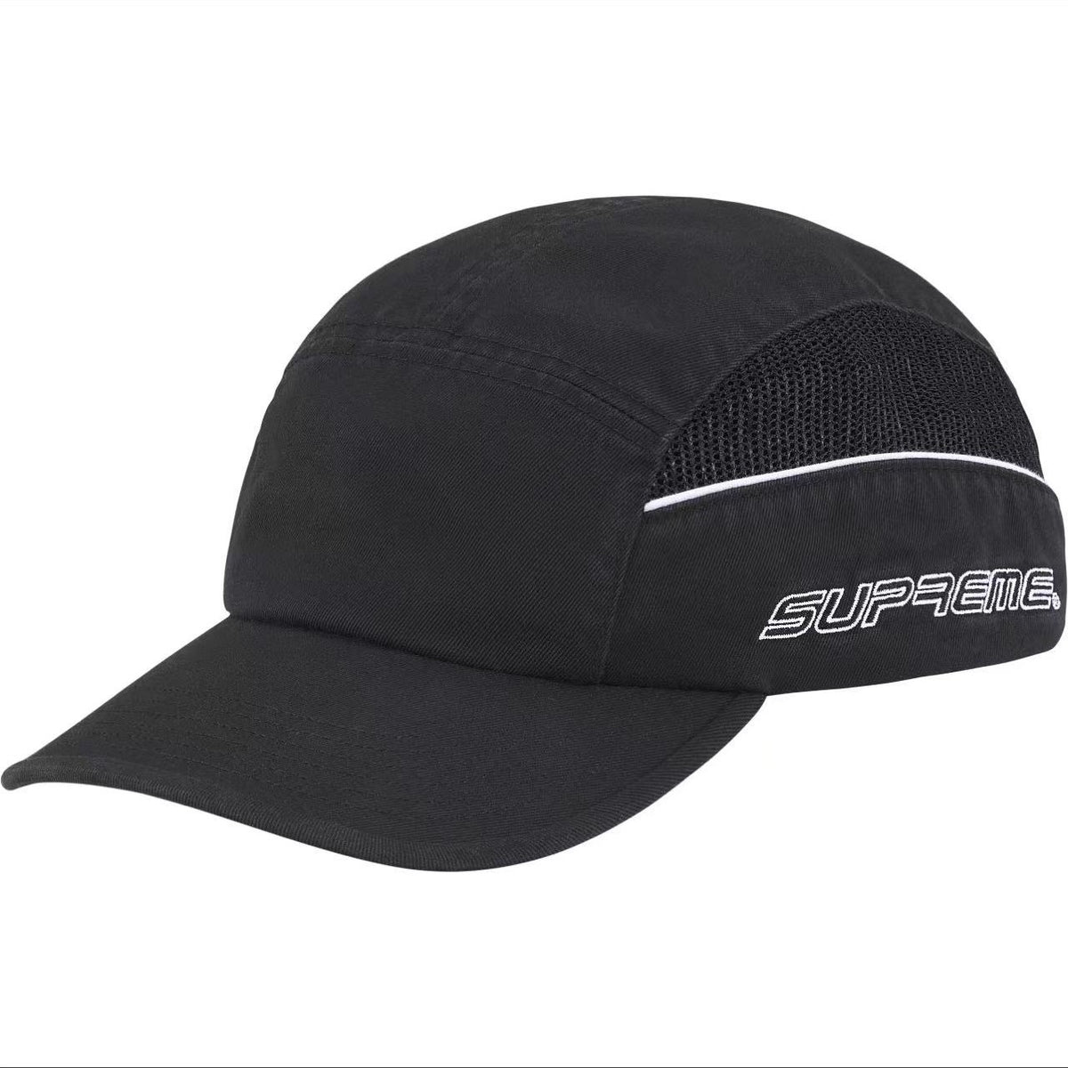 SUPREME MESH PANEL CAMP CAP mesh noir face.jpg