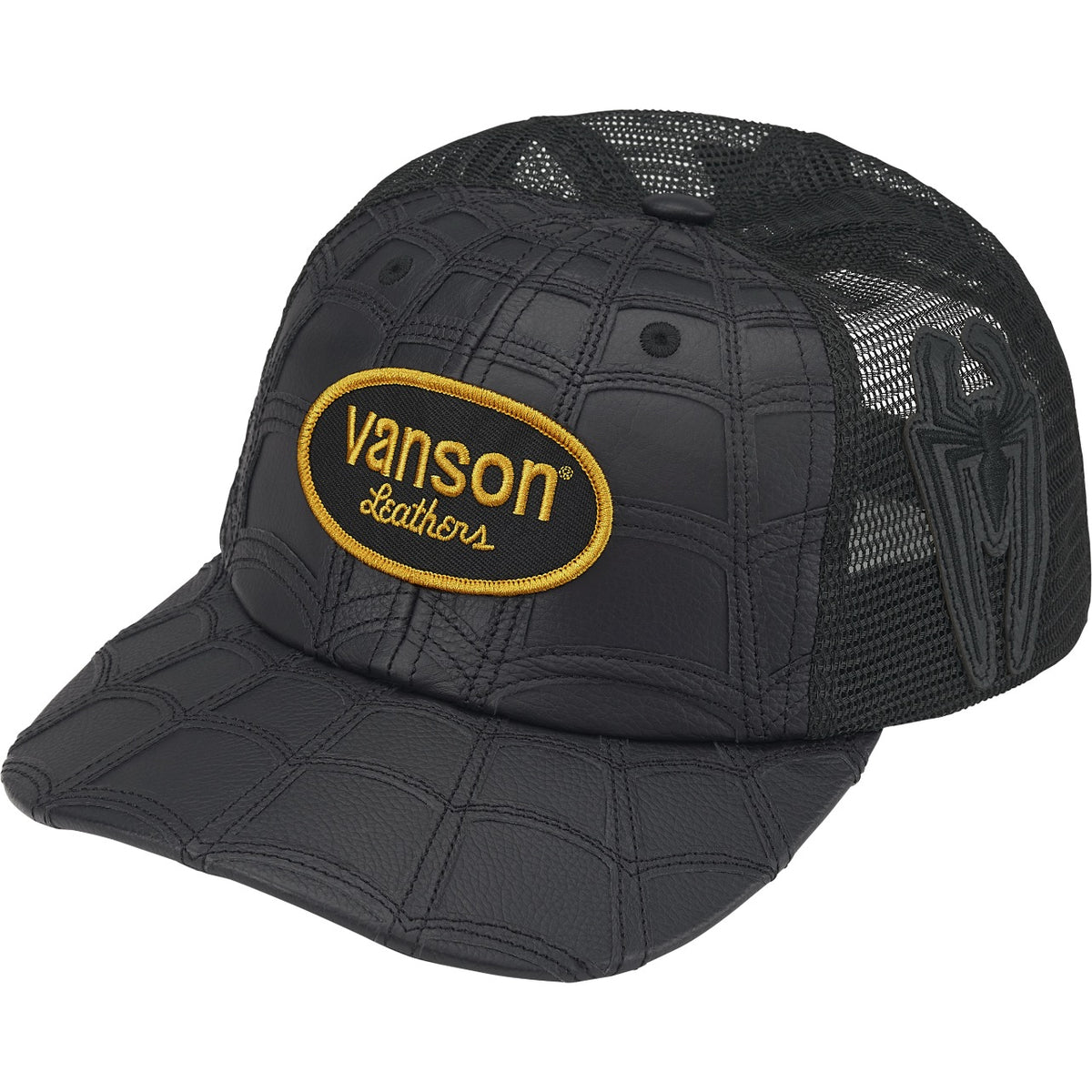 SUPREME X VANSON SPIDER WEB TRUCKER CAP spider noir face.jpg