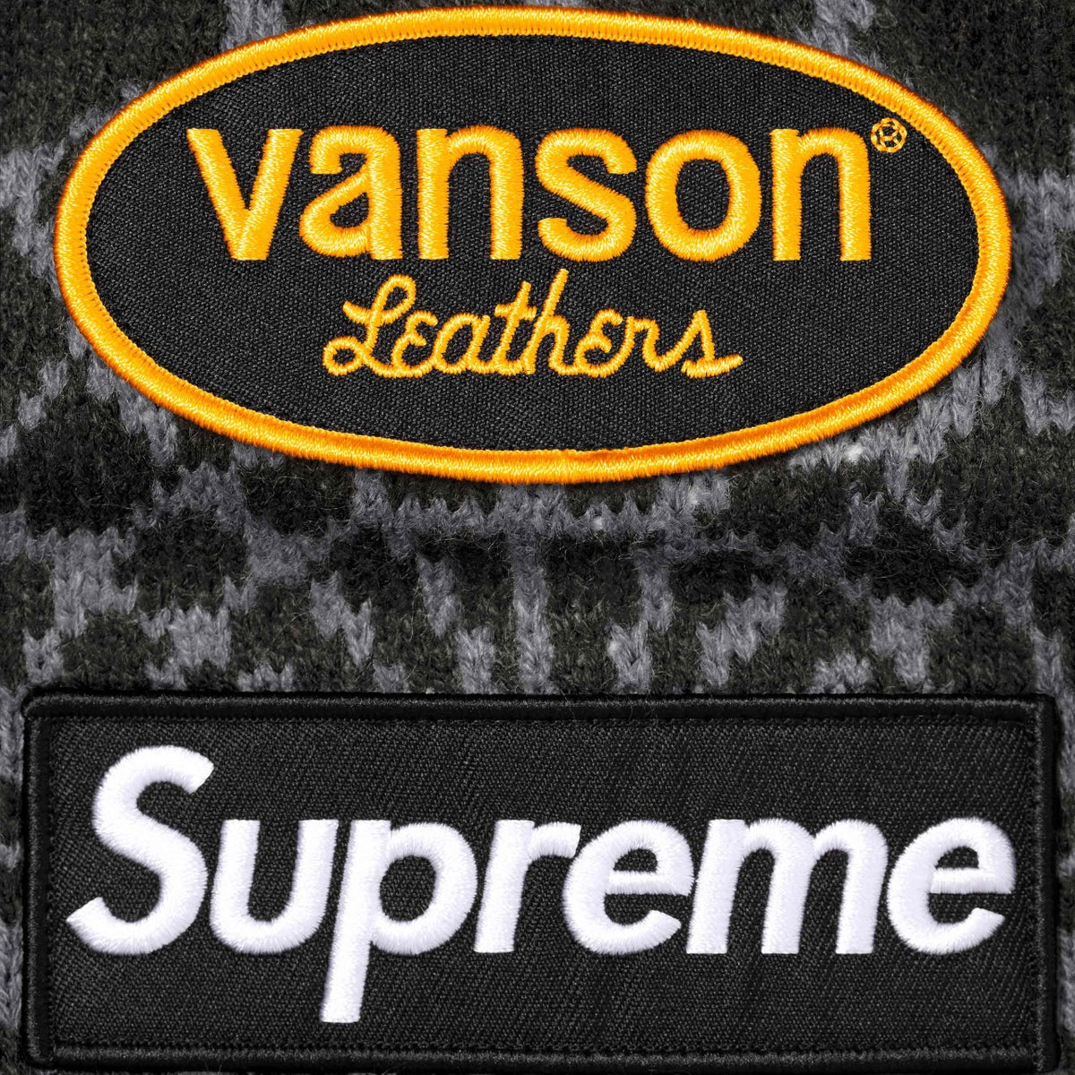 SUPREME X VANSON SPIDER WEB KNIT SWEATER vanson-knit-noir-detail