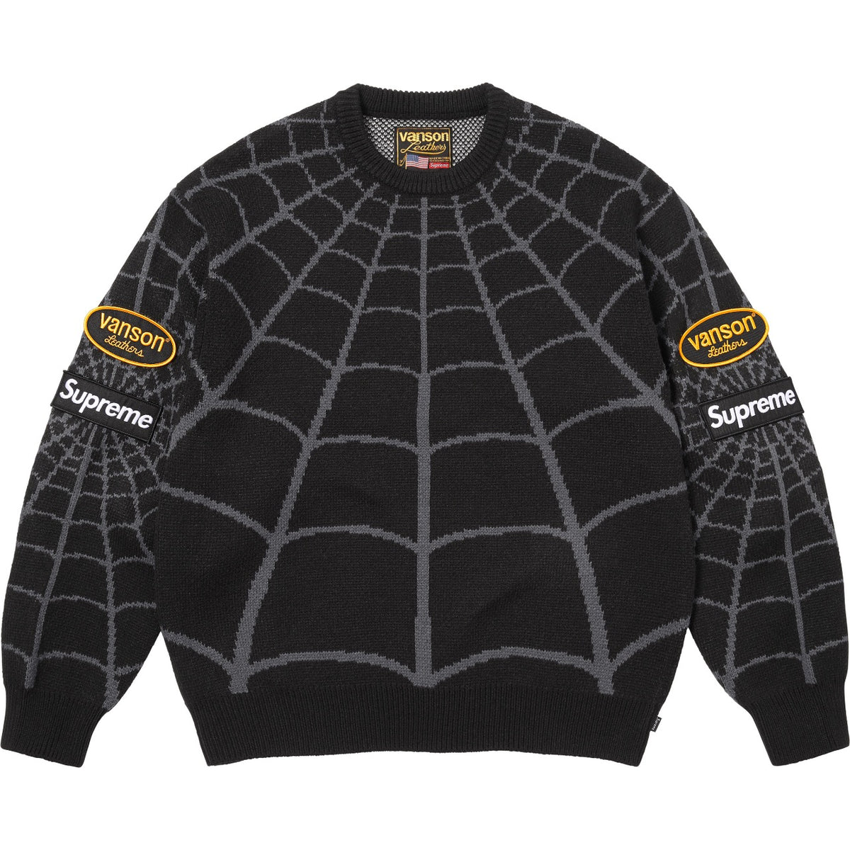 SUPREME X VANSON SPIDER WEB KNIT SWEATER vanson-knit-noir-face