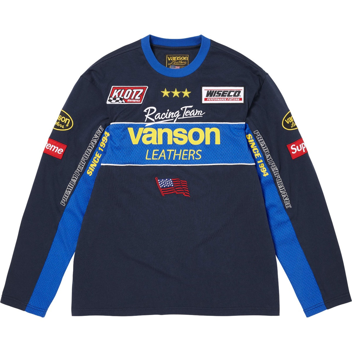 SUPREME X VANSON RACING TEAM LONG SLEEVE vanson-racing-bleu-avant